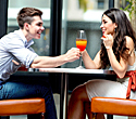 young couple eating lunch at a restaurant
