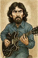 Beatle George Harrison playing a terrible guitar solo.